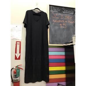 Colleen Lopez womens vneck maxi dress size 1X black mesh bottom new HSN